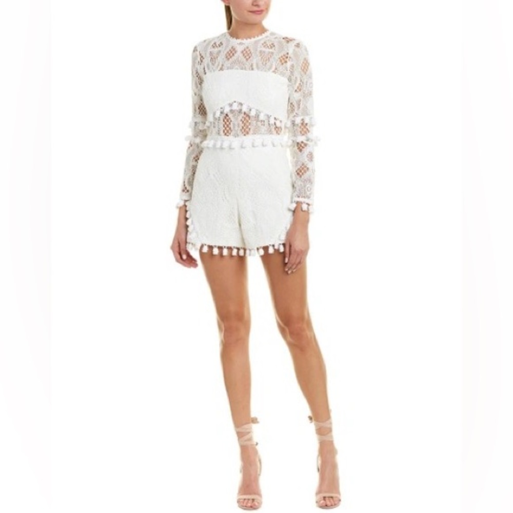 Alexis Danika Lace Tassel Romper in White size L